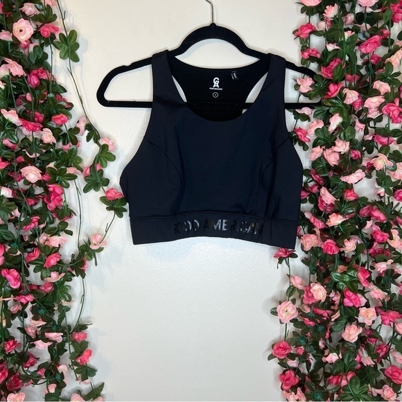🌹Good American The Core Power Black Racerback Sports Bra Womens 4 Fitness Gym - Picture 2 of 6
